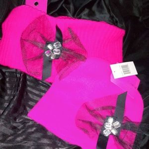 Betsey Johnson Hot Pink Infinity scarf & Hat